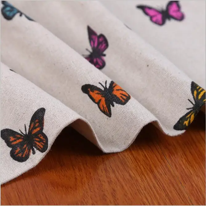 five types Butterfly printed cotton and linen upholstery blended fabric