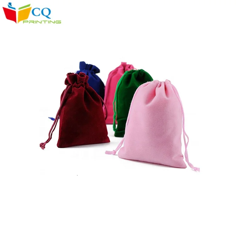 7cm x9cm China supplier stock small pink drawstring velvet  bag with cheapest price for jewelry and make up storage
