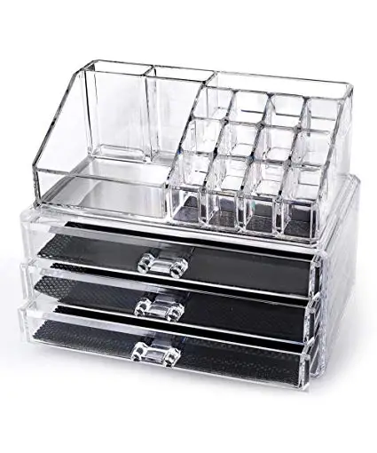 Iangel wholesale customized clear acrylic makeup organizer with drawers