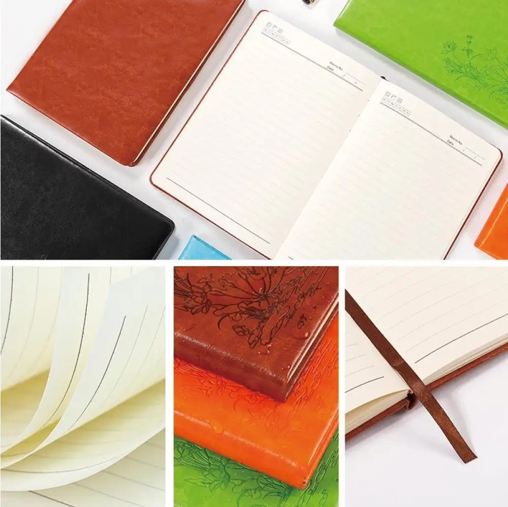 A5 Custom print notebook pu leather hardcover notebooks diary custom business journal study planner vintage handmade journal