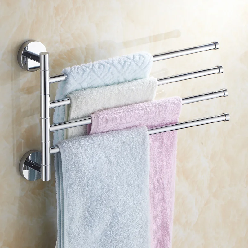 Wall Mount Brass Swing Arm Towel Rod 2/3/4/5/6 Rods  Rotatable Towel Bar Towel Hanger