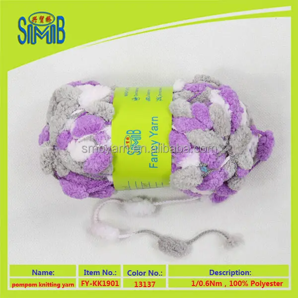 многоцветный пинг-понга рука вязание фасонной пряжи для вязания шарфа с помпонами