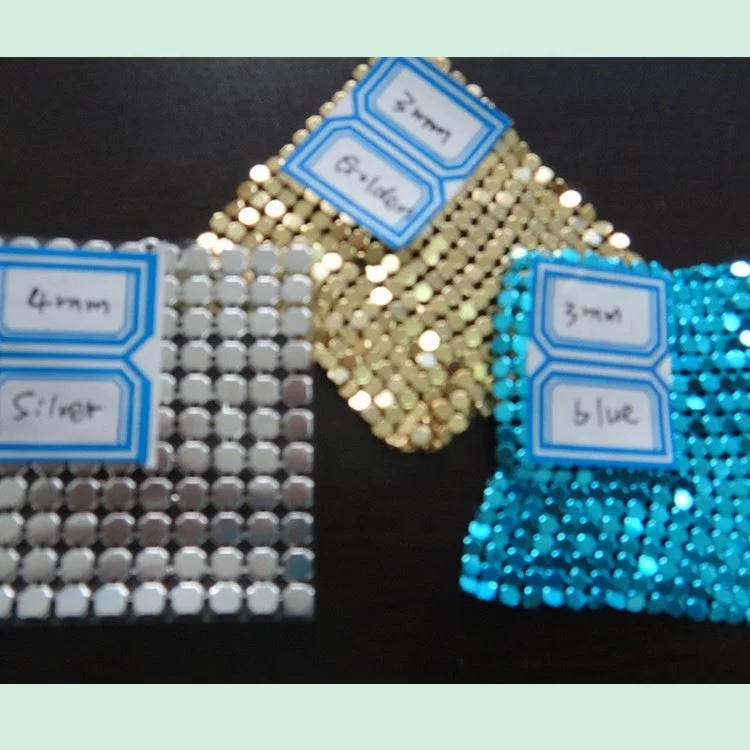 Silver 45*150cm Aluminum Flexible Metal Mesh Sequin Fabric For Curtains Dress