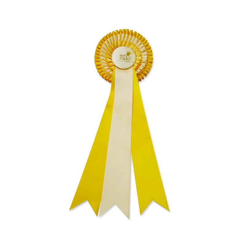 Wholesale Blue And Pink 3 Layers Horse Show Custom Logo Printable Award Ribbon Rosette