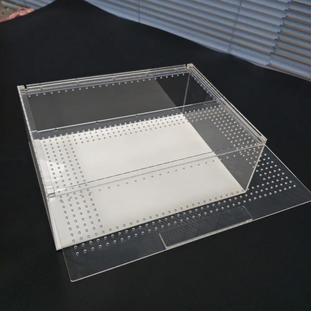 Acrylic terrarium pet display cases screen cage for reptile turtle hamster Breathable Big Acrylic Sliding Lid Clear Pet Box