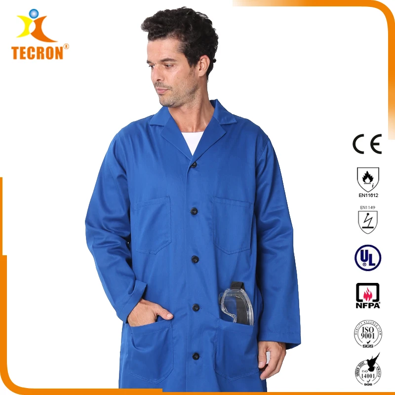 Customized TC chemical resistant long jacket customized acid resistant long lab coat acid resistant workwear