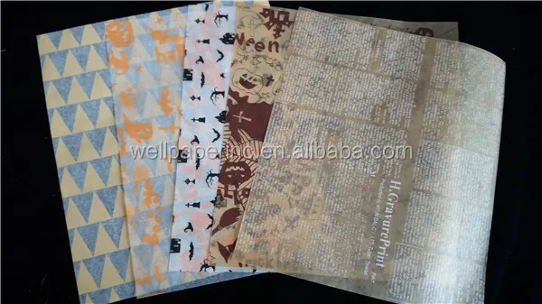 
12*12inch Food grade custom printed wax paper/food wrapping paper 