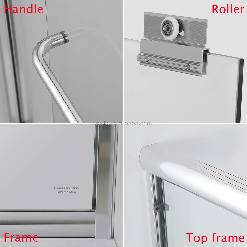 Bathroom Brushed Nickel Finish shower frameless Bypass Sliding Tub Door Clear 5/16 in. Glass Door