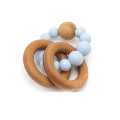 
Custom BPA Free baby silicone teether beads wooden silicone wood teething toys/silicone baby teether 