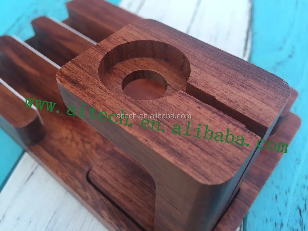 
Bamboo desktop storage tray for ipad cell phone watch, wooden stationery holder 