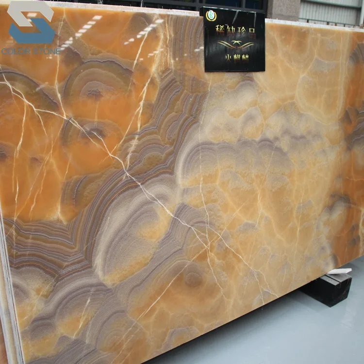 translucent Orange Onice nuvolato onyx marble tiles prices