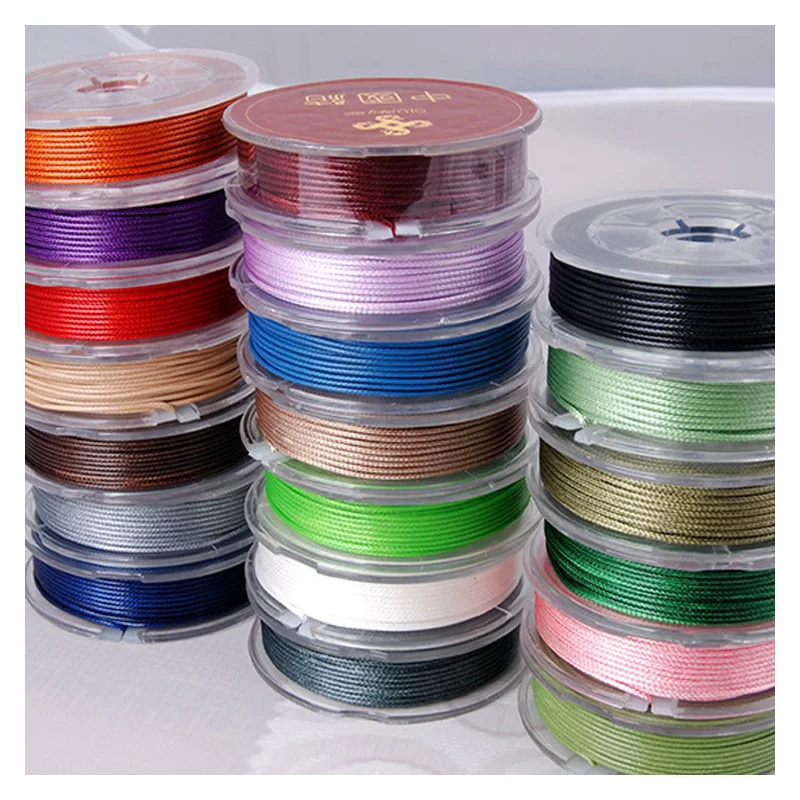 LONGJIE 12 colors 1mm  multicolor round polyester Korea wax cord for jewelry making