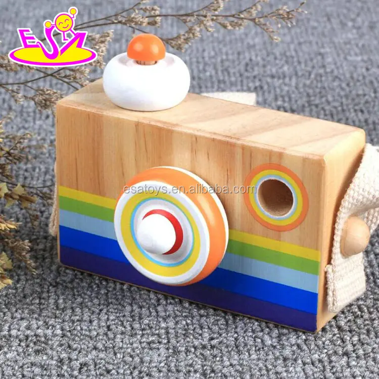New hottest favorite colorful wooden kids toy camera with kaleidoscope W01A300