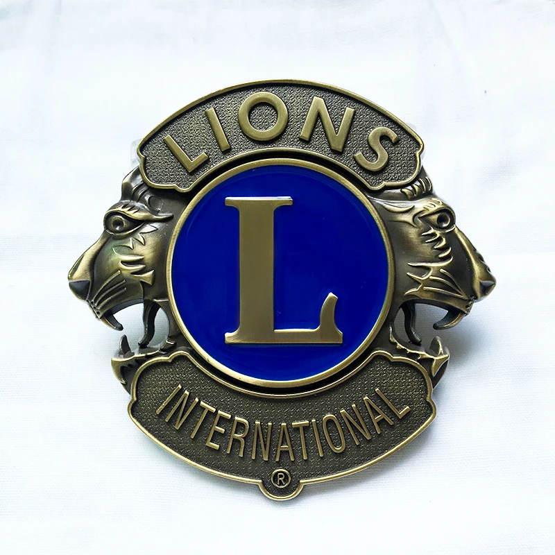Custom Car Chrome Logo Badges 3d metal enamel car bumpers Emblem for Lion Club