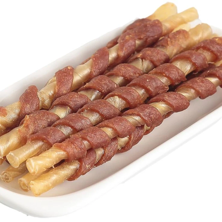 Утка и отбеленная воловья кожа палка сухие питомцы собаки вкусное Зубное жевание лечит закуски