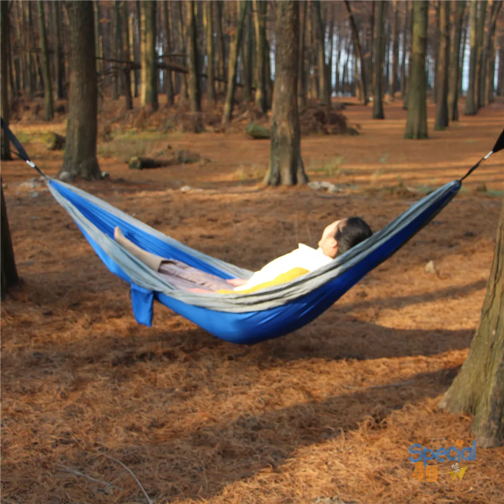 Портативный гамак, ультралегкий нейлоновый гамак с двойным парашютом и ремнями для деревьев, для отдыха на открытом воздухе