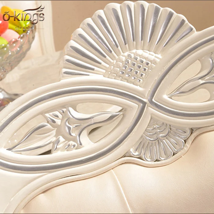 antique European wooden white hotel high back dining chair