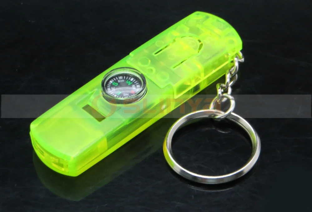 Colorful Flashing LED Light Camping Hiking Survival Whistle Lights With Compass