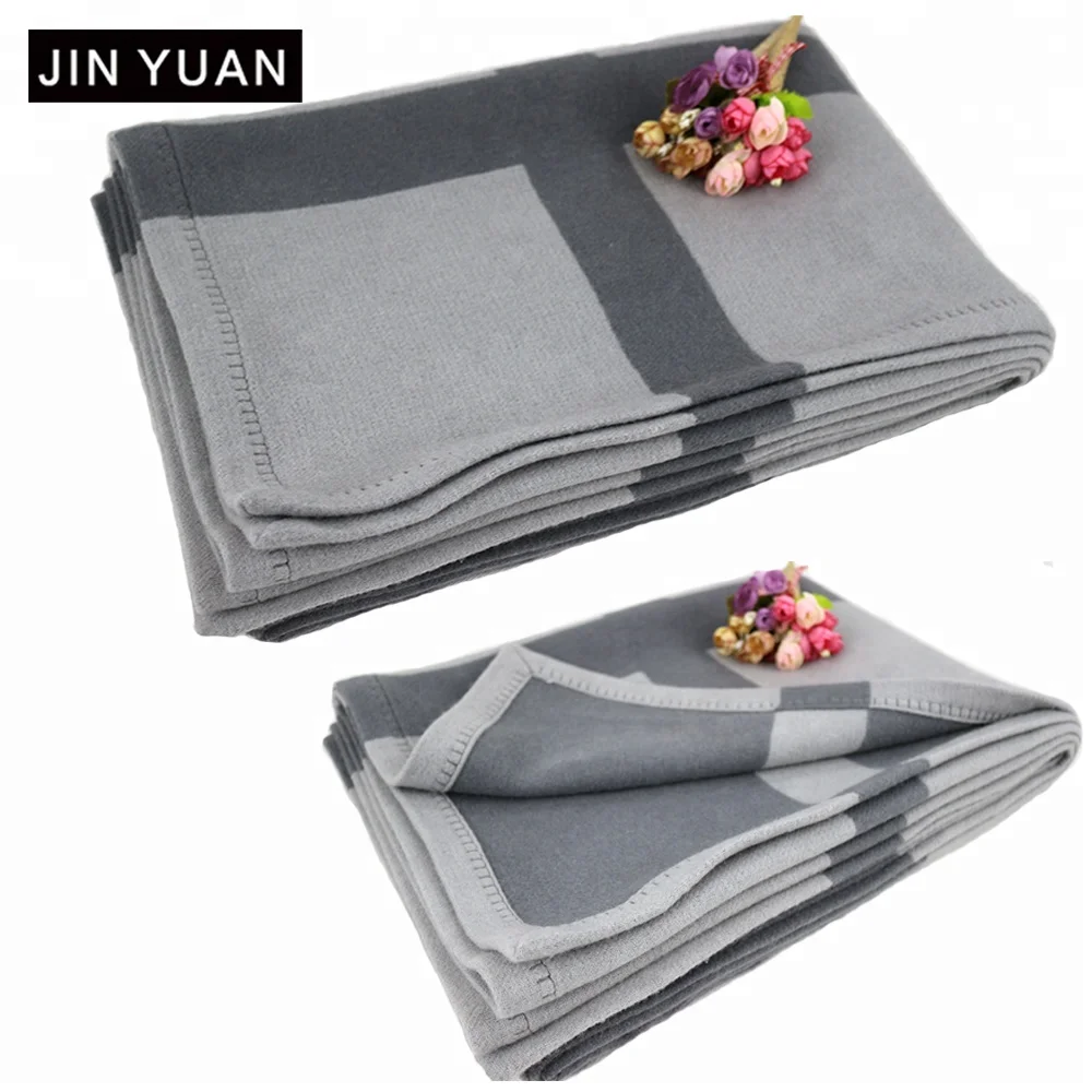 grey color 50% cashmere 50% wool throw blanket custom luxury fashion winter home bed wool blanket