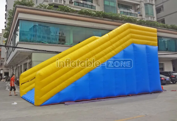 Yellow and blue Inflatable Zorb Ball Ramp for sale, inflatable zorb ball race slope