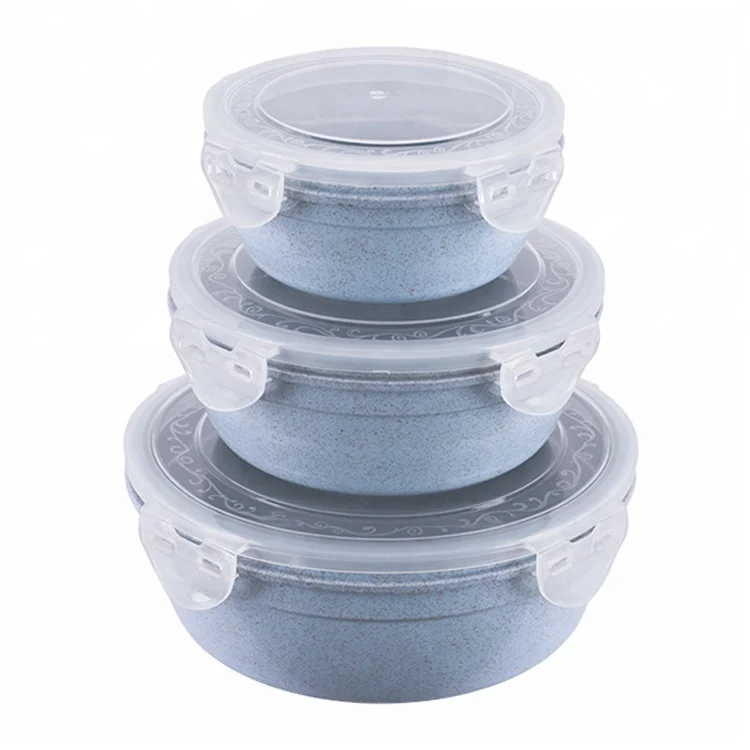 Household Items Airtight Wheat Straw Food Container Microwavable