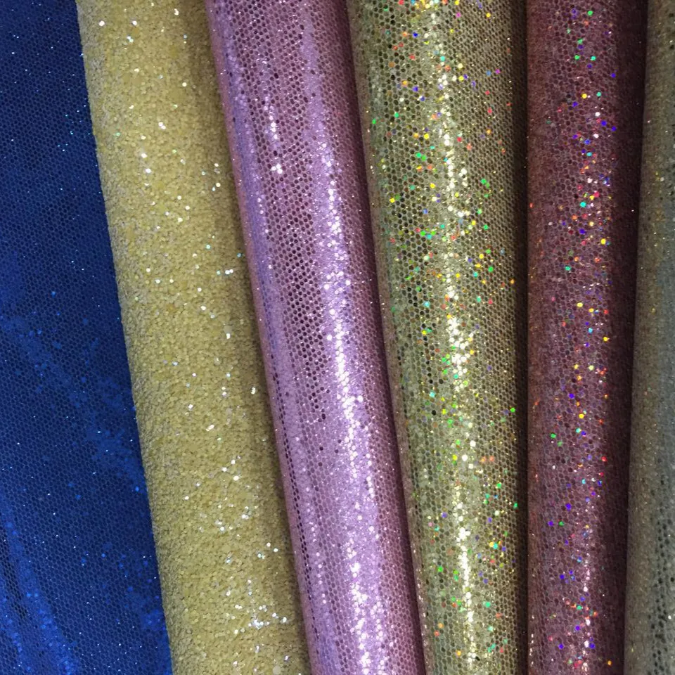 facy classical fine glitter fabric with tc backing for crafts from guangzhou glitter factory