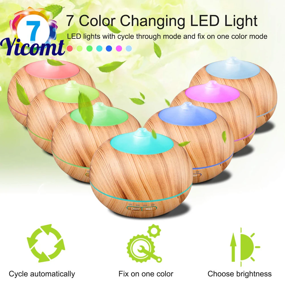 
Acemax Smart Wi-Fi Essential Oil Diffuser, Works With Amazon Alexa, 400Ml Wood Grain Cool Mist Aroma Humidifier With 7 Colored 