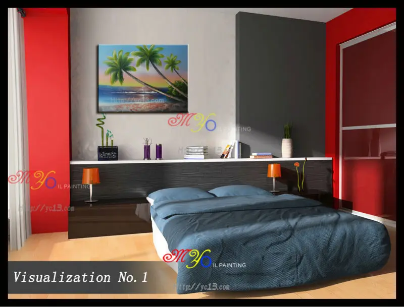 coconut tree High quality oil painting triptychs , Triptych Painting