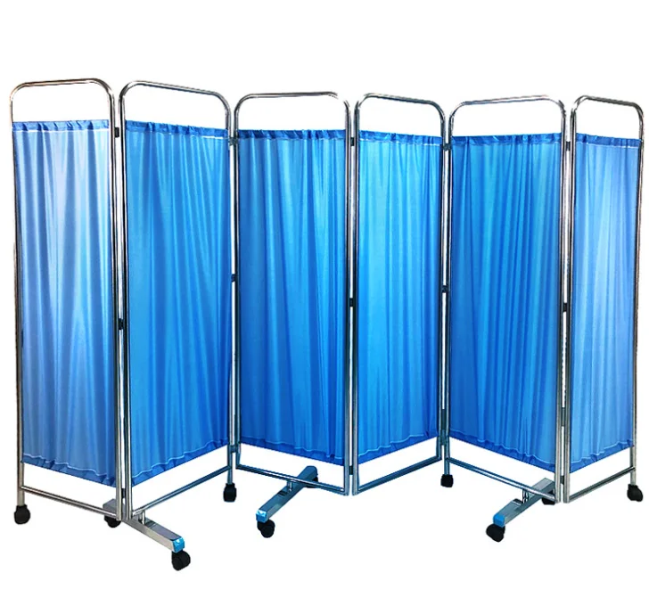 Hospital medical mobile portable 4 sections foldable patient ward screen