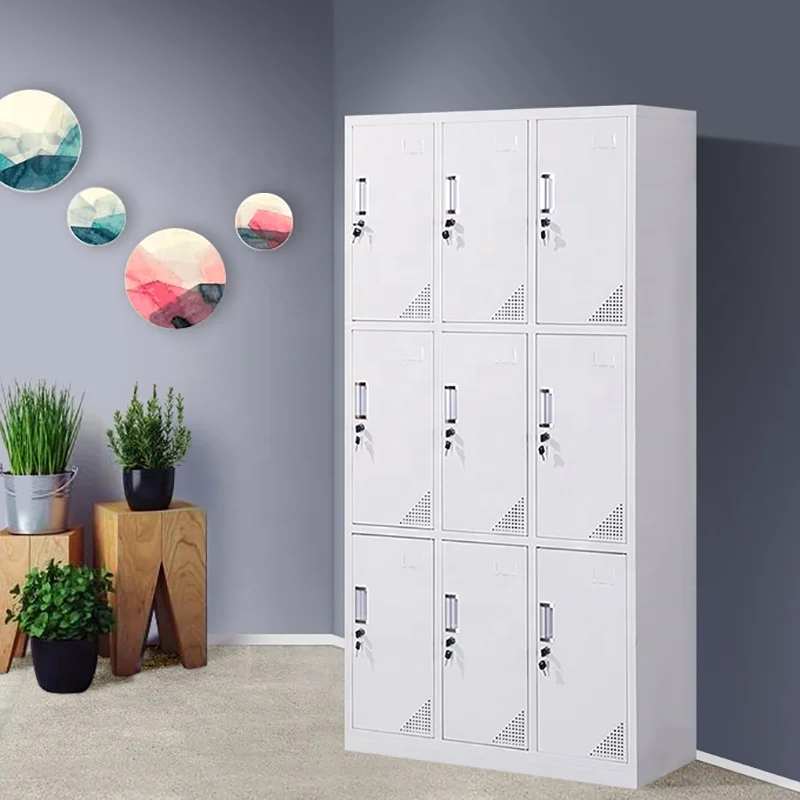 Steel 9 Cube Interlocking Modular Storage Organizer Shelving System Closet Wardrobe with Doors for Home Clothes Shoes