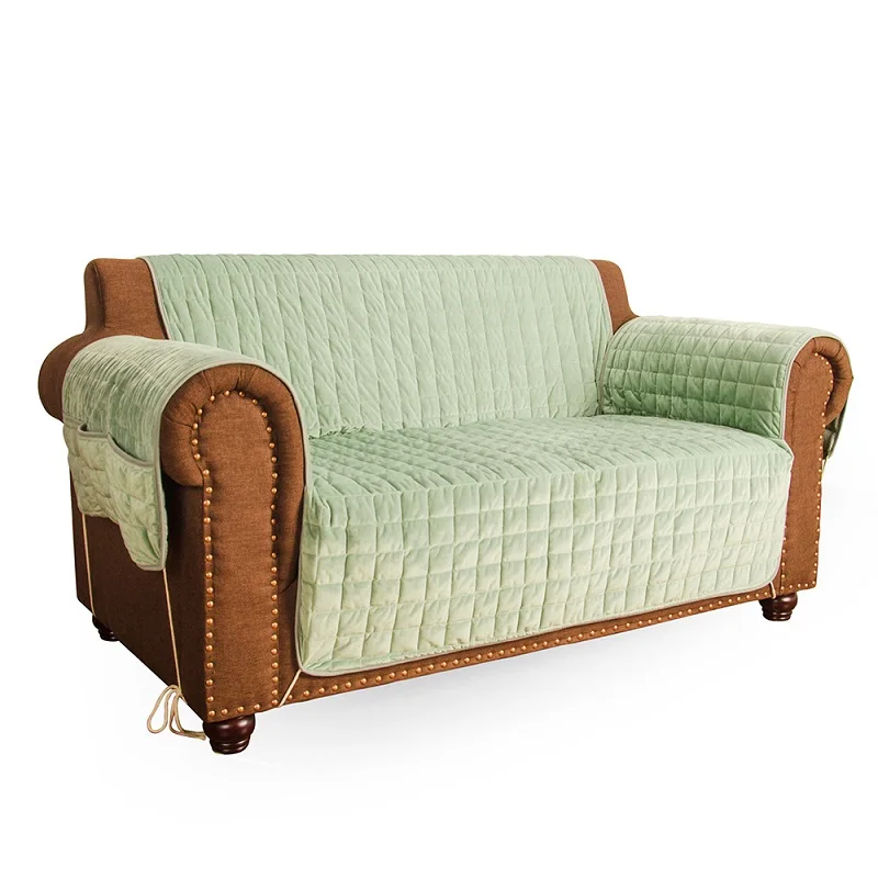 100% Leak Free Quilted Velvet Pet Sofa Cover with Nonslip Backing