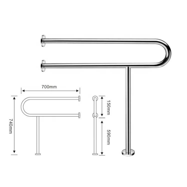 Foshan toilet handrail in 304 stainless steel for the disabled and elderly