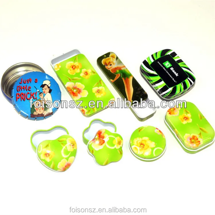 Empty small rectangle metal box with key chain tin box