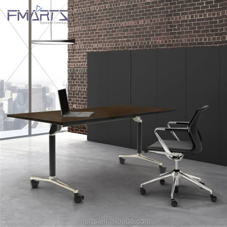 Guangzhou Furniture Market Flip Top Foldable Desk Office Folding Training Room Table With Wheels
