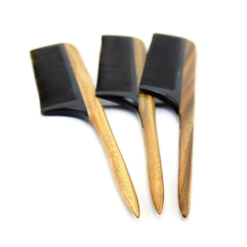 
WB100-72 Customized Green Sandalwood Ox Horn Tail Comb Beard Hair Comb 