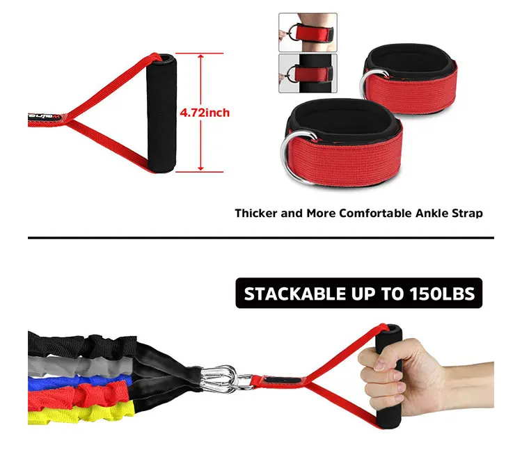 wholesale high resistance band work out 11 pcs resistance bands set with fabric covered for gym fitness