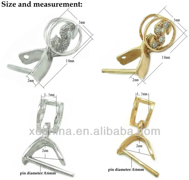 XD K018 Jewelry Pinch Bails 18K Gold Gemstone Clasp with Real Diamonds
