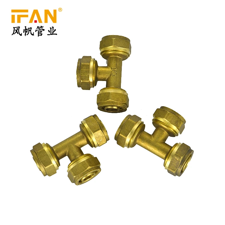 High Quality Wholesale PEX Fittings 16mm 18mm 20mm Brass Tee for PEX Pipe