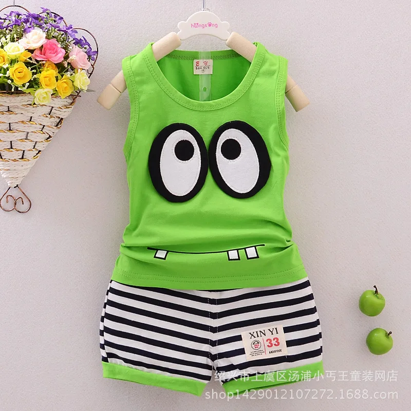 2015 new summer children s clothing suit Korean cotton vest suit Baby boys clothes suits ensemble