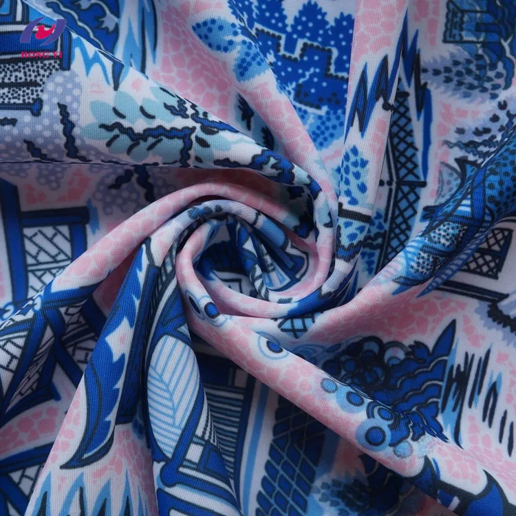 Eco Friendly  Anti-UV Lycra Spandex Printed Fabric for Swimwear