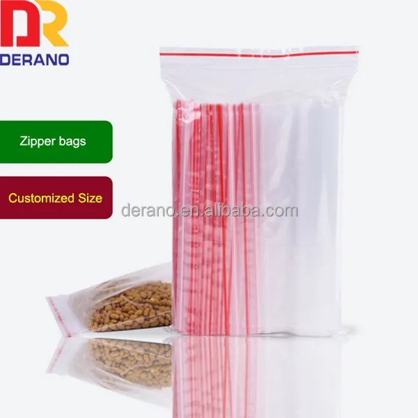 LDPE plastic food packaging transparent zipper poly bag