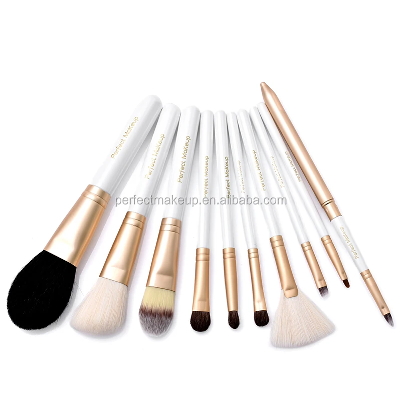 DailyQueen 10pcs Pro golden ferrule White Makeup brushes Cosmetic natural hair High quality makeup brush