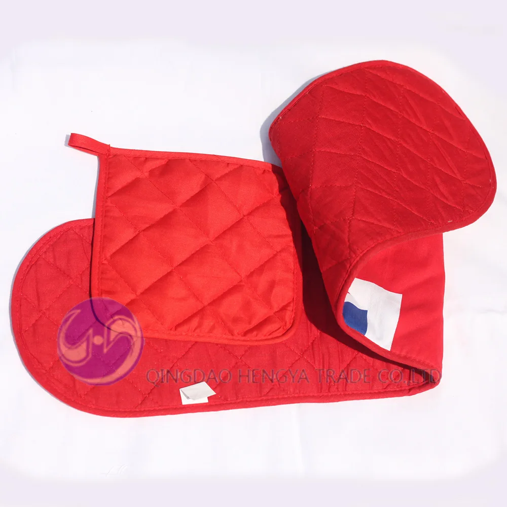 Custom design heat resistant cotton double oven mitt