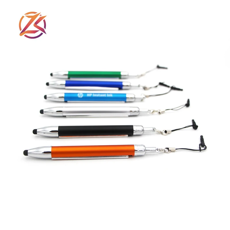 promotional mini custom roll out banner stylus ball pen calendar pen with iphone plug