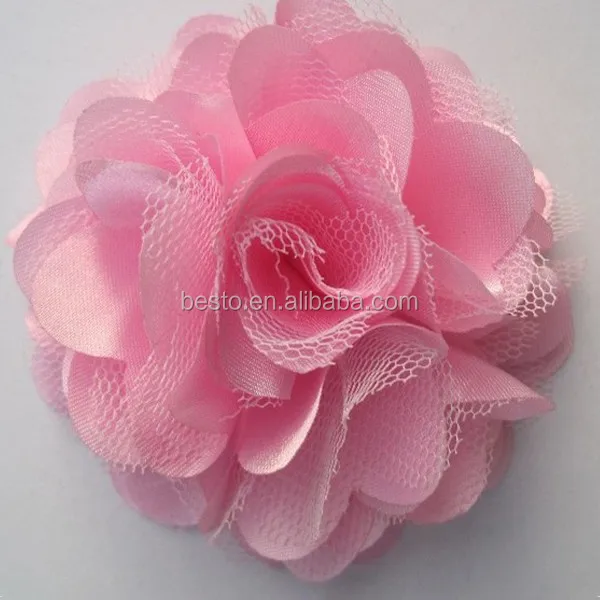 Hot Selling Fabric Flower For Headband, Girls Hair Accessories, Fancy Baby Shabby Flower