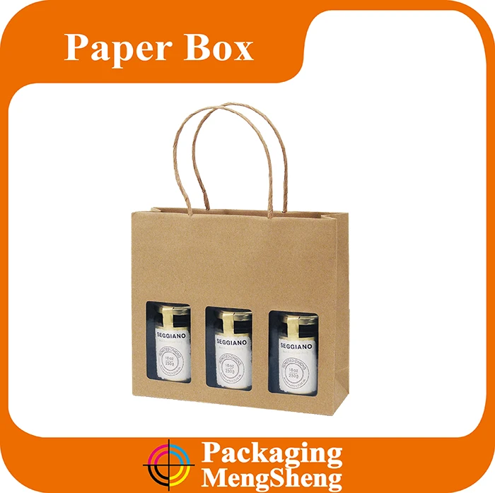 Gift Corrugated Handle Christmas Custom Top Food Paper Wholesale Hot Sale Kraft Cardboard Empty Jar Gable Box