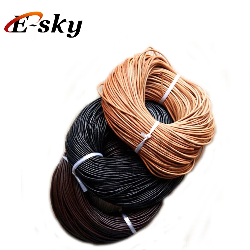 Factory Manufacture Three Colors Genuine Leather Cord 3mm Round Necklace Cord For Jewelry
