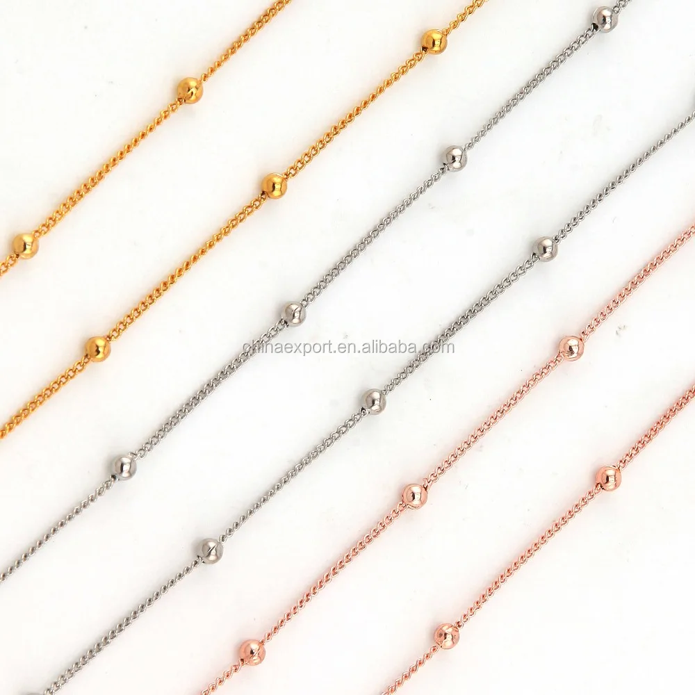 
Gold Plated Bead Connector Necklace Chain With 5cm Extender 
