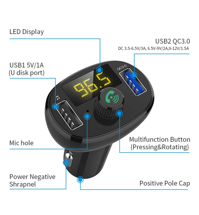  BT23 QC3.0 USB зарядное устройство громкой связи fm-передатчик aux usb беспроводной автомобильный комплект для mazda