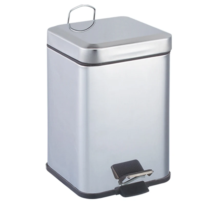Stainless steel S/S Square Shape indoor metal Dustbin garbage bin waste can with food pedal and lid